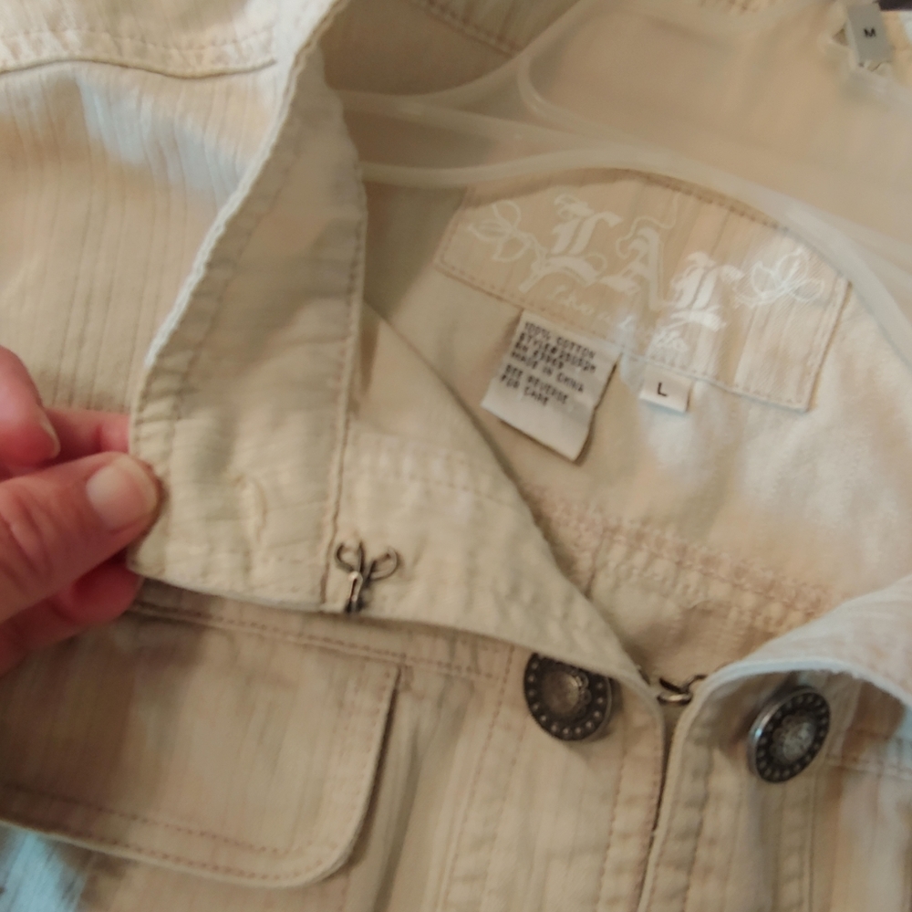 LAL (Live A Little) Cream and Grey Striped Jacket - Picture 9 of 10